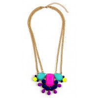 Neon Jewel Toned Stone Statement Necklace